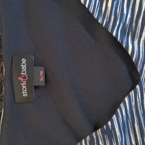 stork&babe stripe gathered side maternity dress XL - Picture 2 of 3